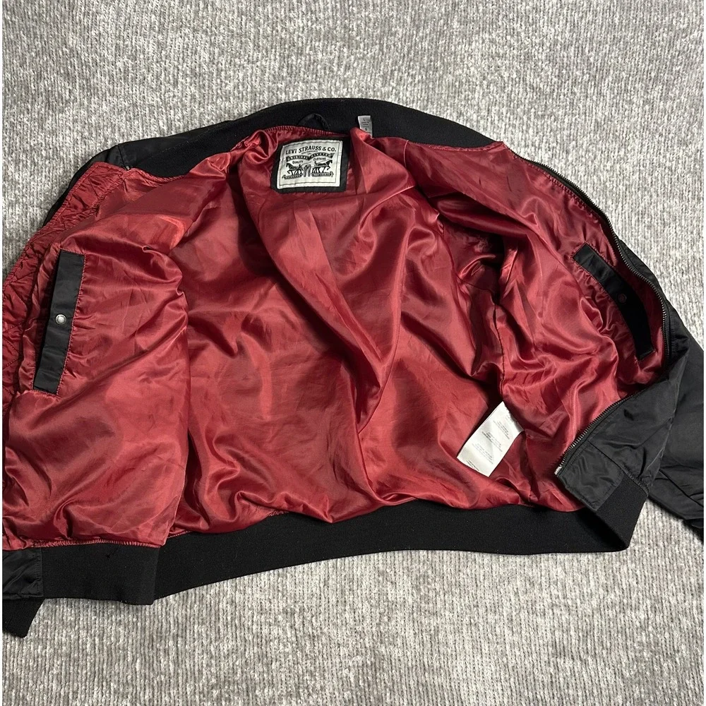 Levi's Men's Black Nylon Bomber Jacket Size L Full Zip Flight